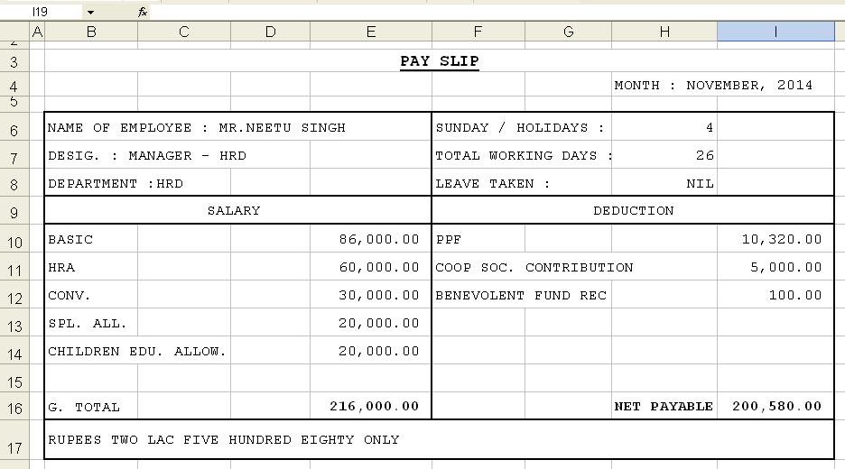 monthly salary slip format free download