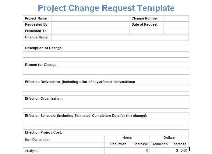 Project Change Request Template Microsoft Excel Templates