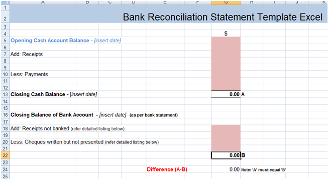 bank reconciliation software excel free download