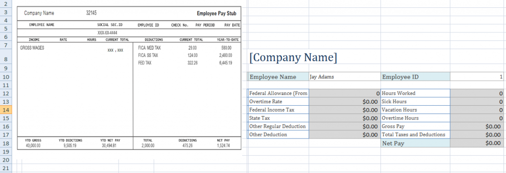 Free Employee Pay Stub Excel Template - Exceltemple