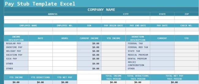 Free Employee Pay Stub Excel Template Exceltemple
