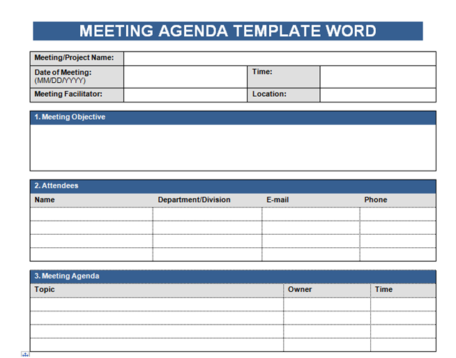 Get Free Meeting Agenda Template In Word Microsoft Excel Templates
