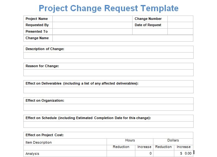 Project Change Request Template Free Excel Templates Exceltemple