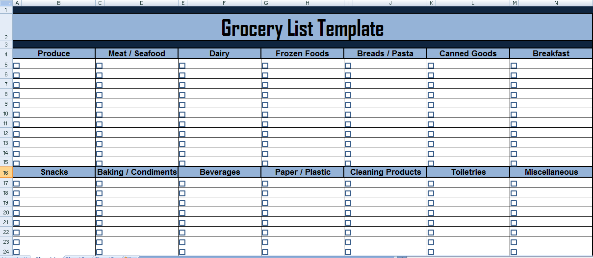 Get Grocery List Template In Excel ExcelTemple