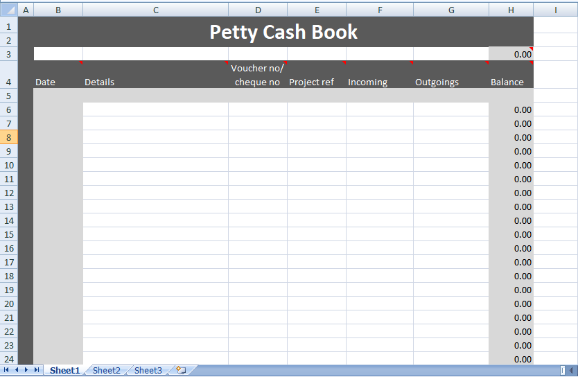 Petty Cash Book Excel Template